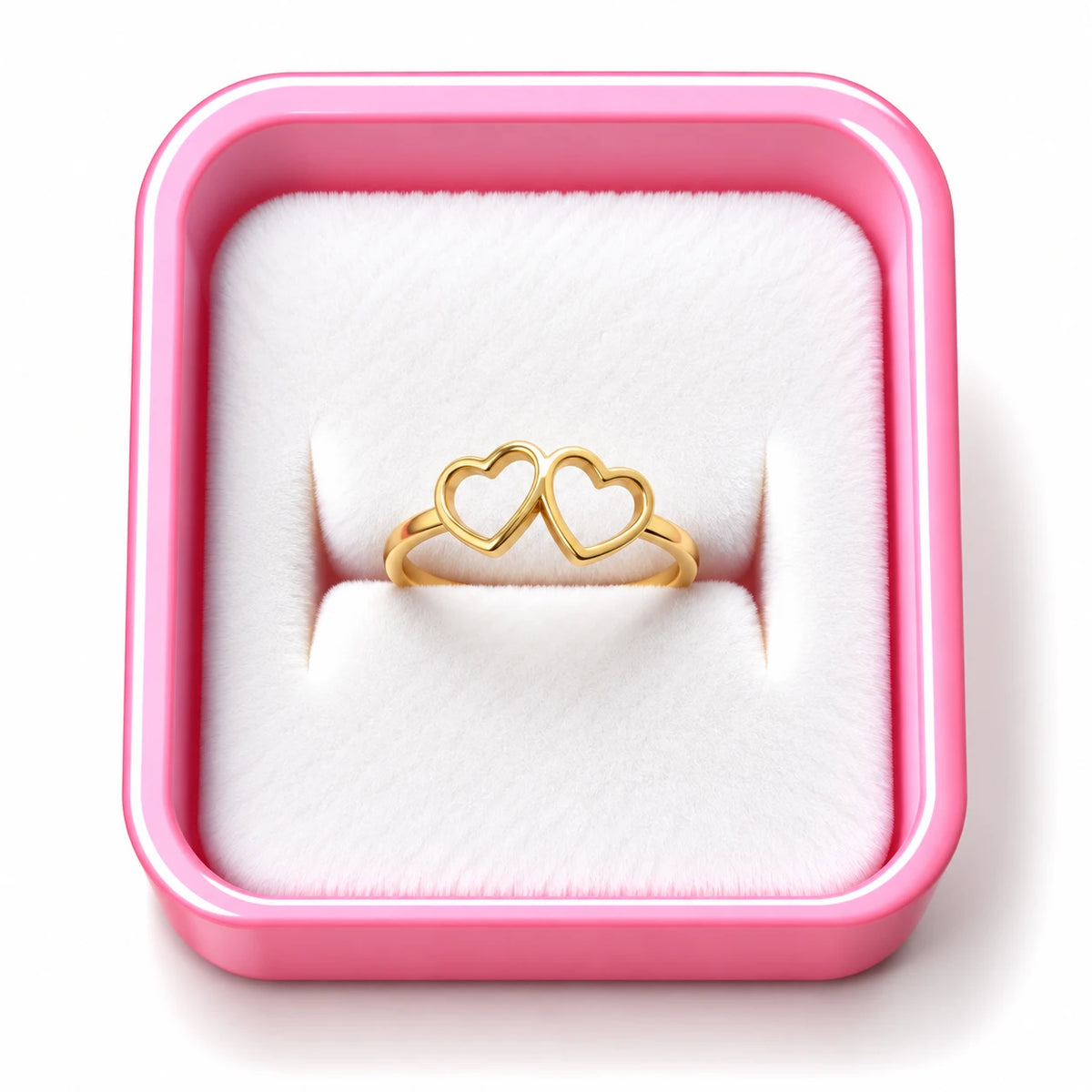 Golden Double Heart Embrace Ring