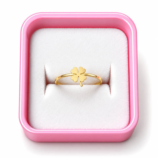 Golden Four Leaf Clover Ring