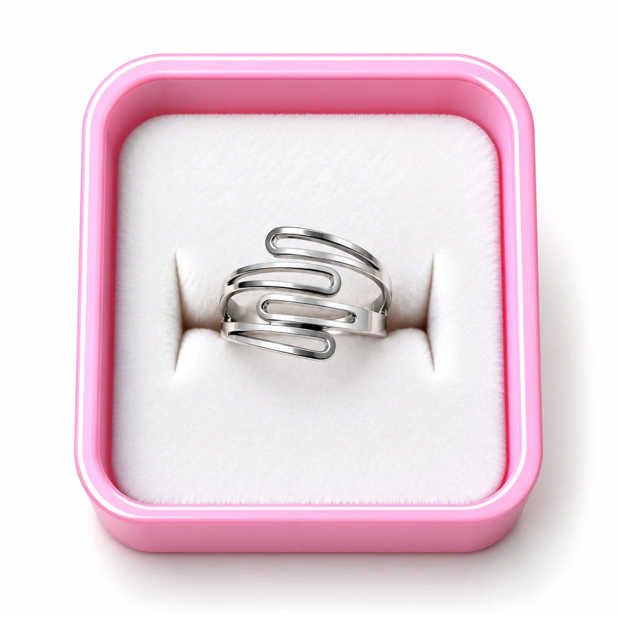 Silver Sculpted Wave Statement Ring