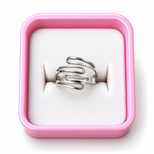 Silver Sculpted Wave Statement Ring