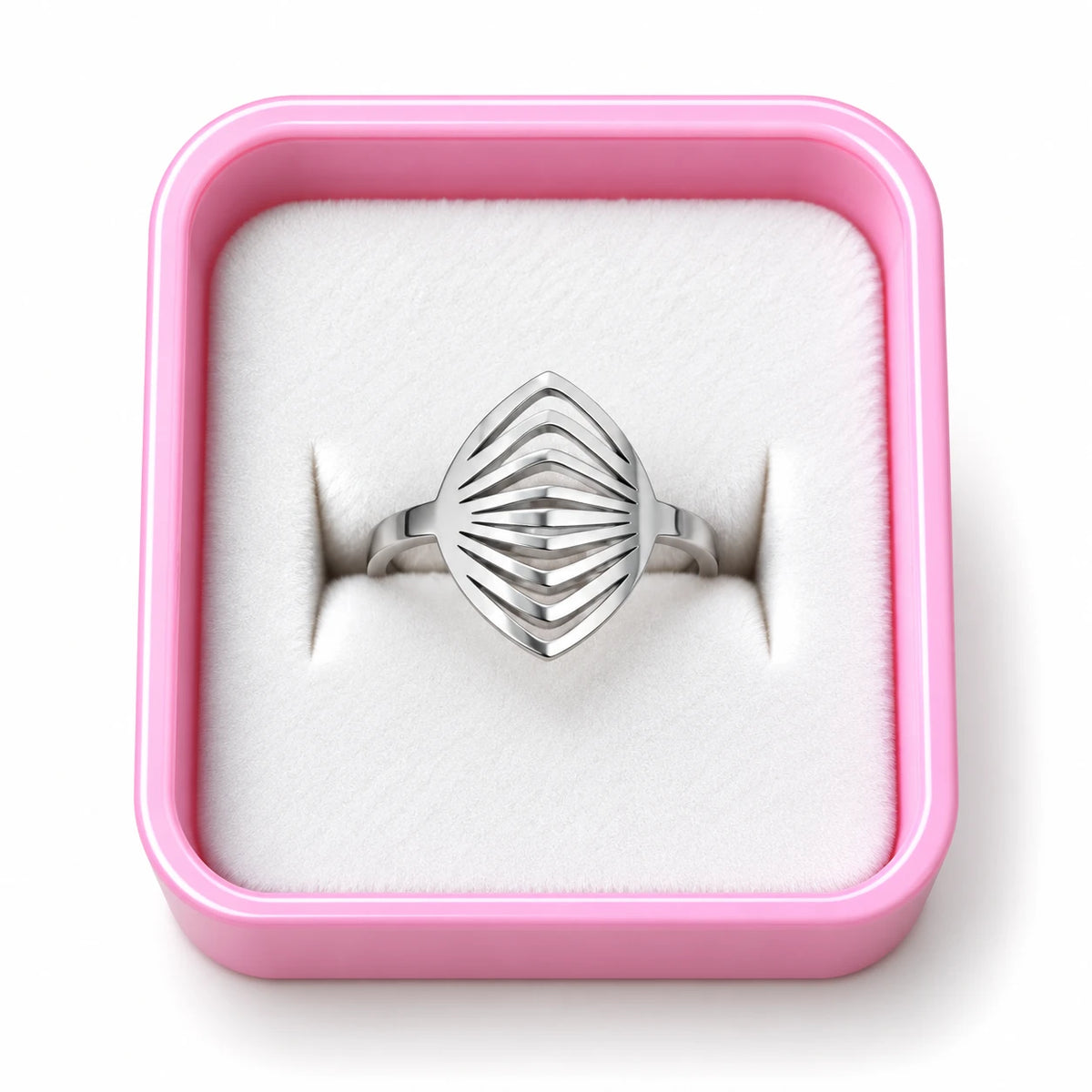 Silver Geometric Statement Ring