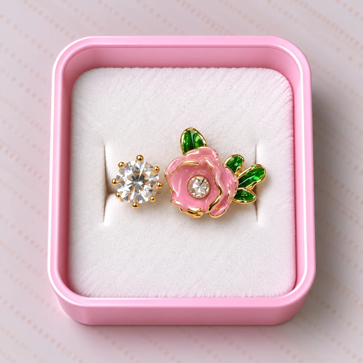 Garden Rose Crystal Enamel Ring - 4 Colors