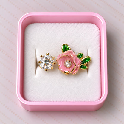 Garden Rose Crystal Enamel Ring - 4 Colors