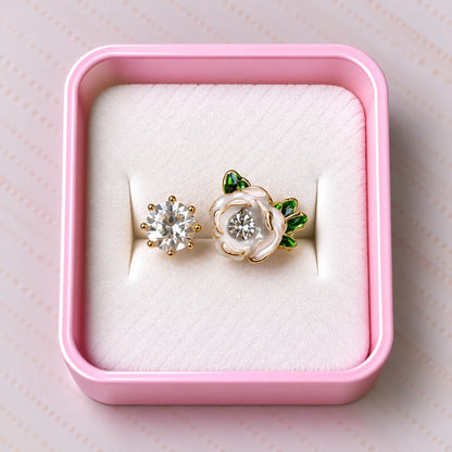 Garden Rose Crystal Enamel Ring - 4 Colors