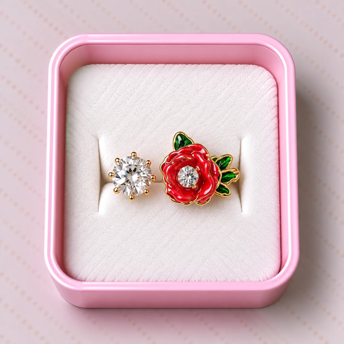 Garden Rose Crystal Enamel Ring - 4 Colors
