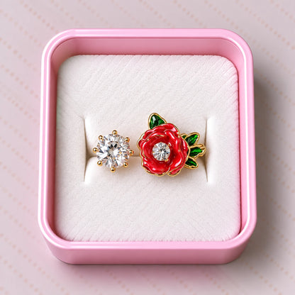 Garden Rose Crystal Enamel Ring - 4 Colors