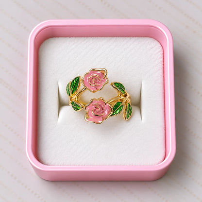 Golden Rose Garden Enamel Ring - 3 Colors