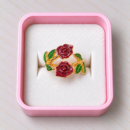 Golden Rose Garden Enamel Ring - 3 Colors