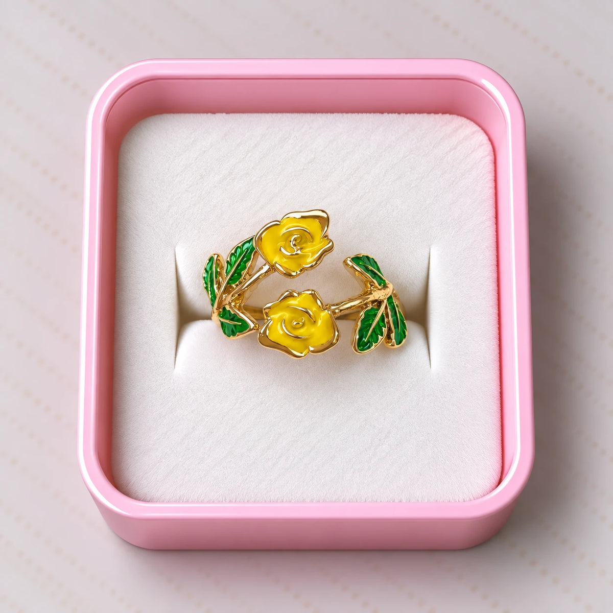 Golden Rose Garden Enamel Ring - 3 Colors