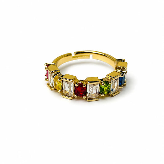 Rainbow Gemstone Luxe Band Ring