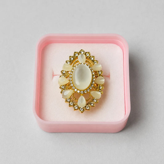 Vintage Pearl Crystal Statement Ring