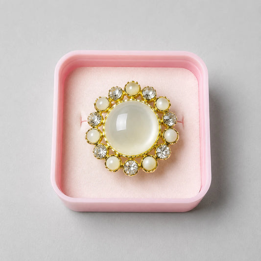 Pearl & Crystal Halo Statement Ring