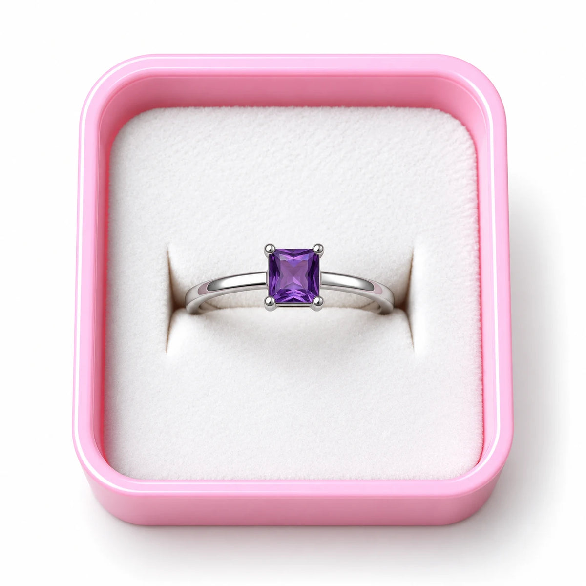 Amethyst Glow Solitaire Ring - 4 Colors