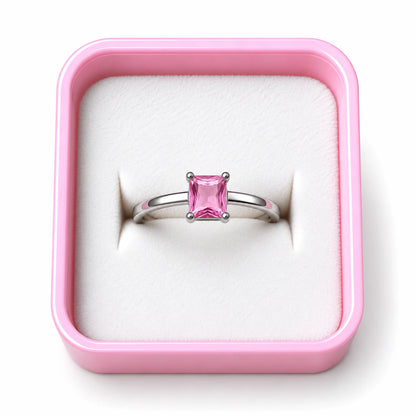 Amethyst Glow Solitaire Ring - 4 Colors