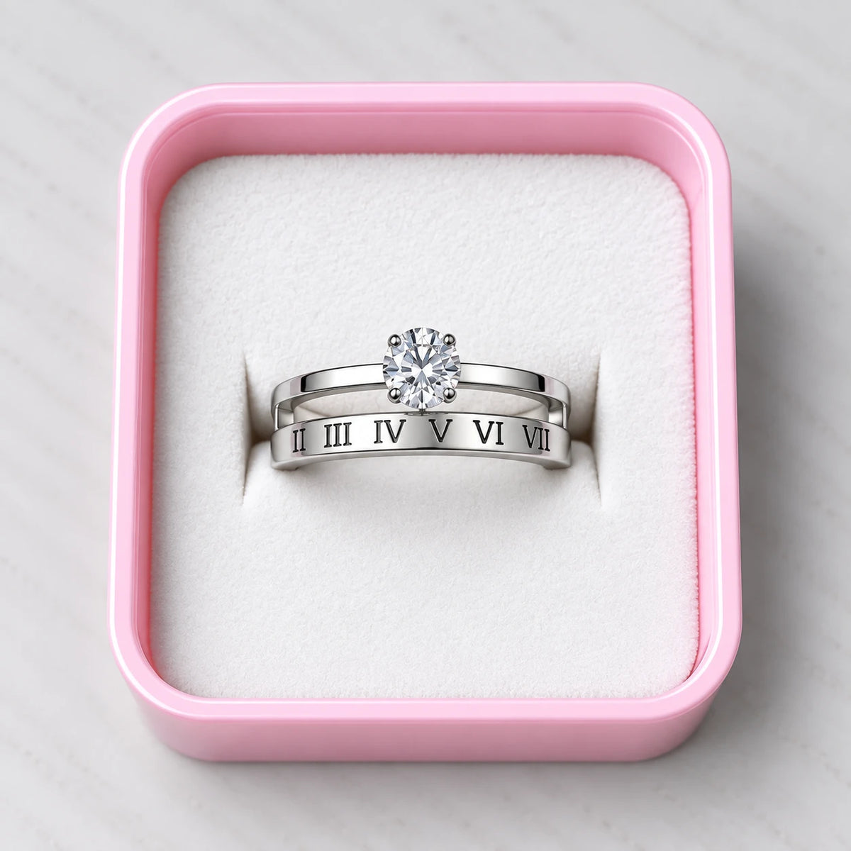 Timeless Roman Numeral Solitaire Ring