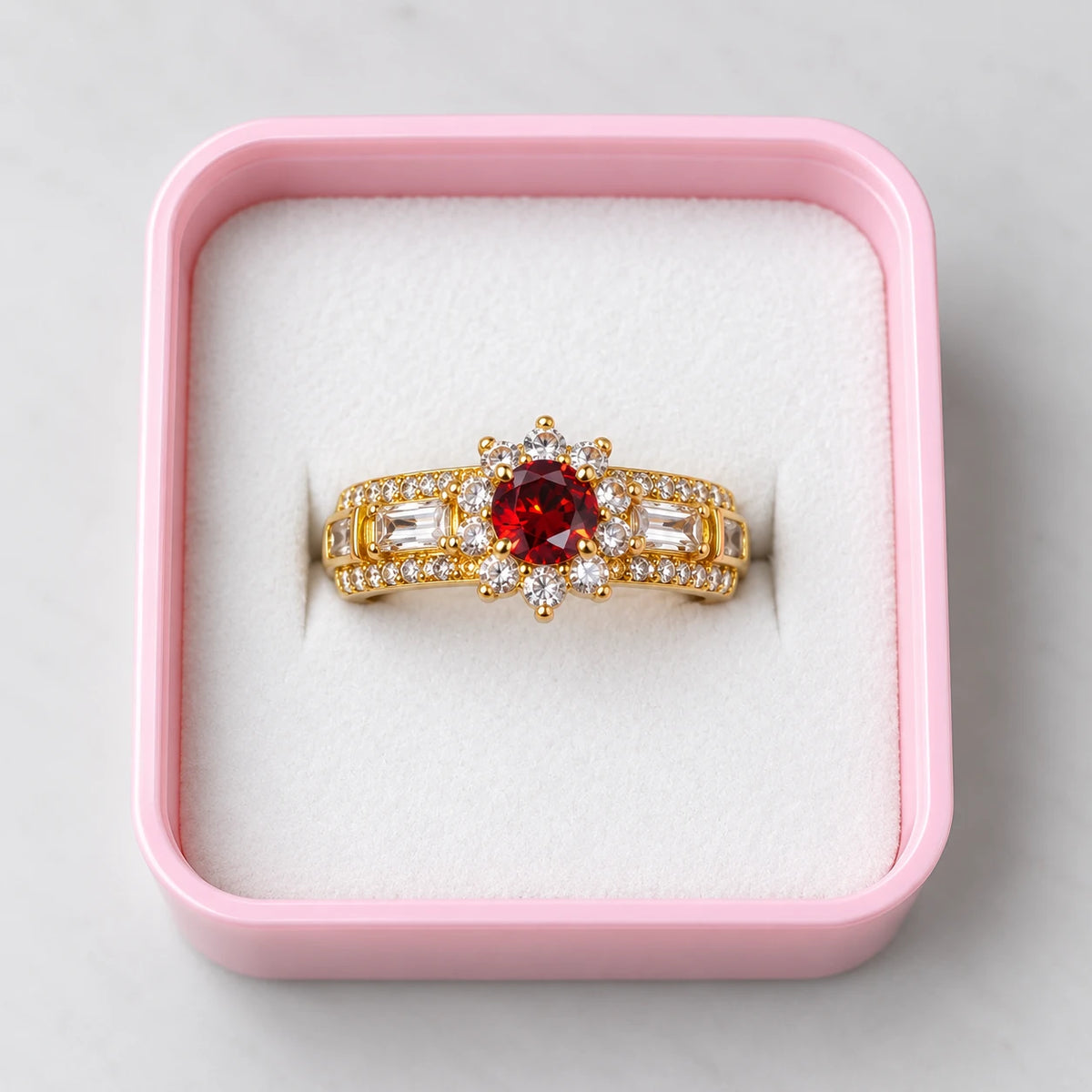 Crimson Blossom Gemstone Ring - 3 Colors