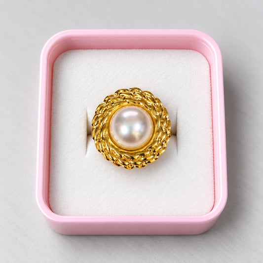 Pearl Woven Halo Ring