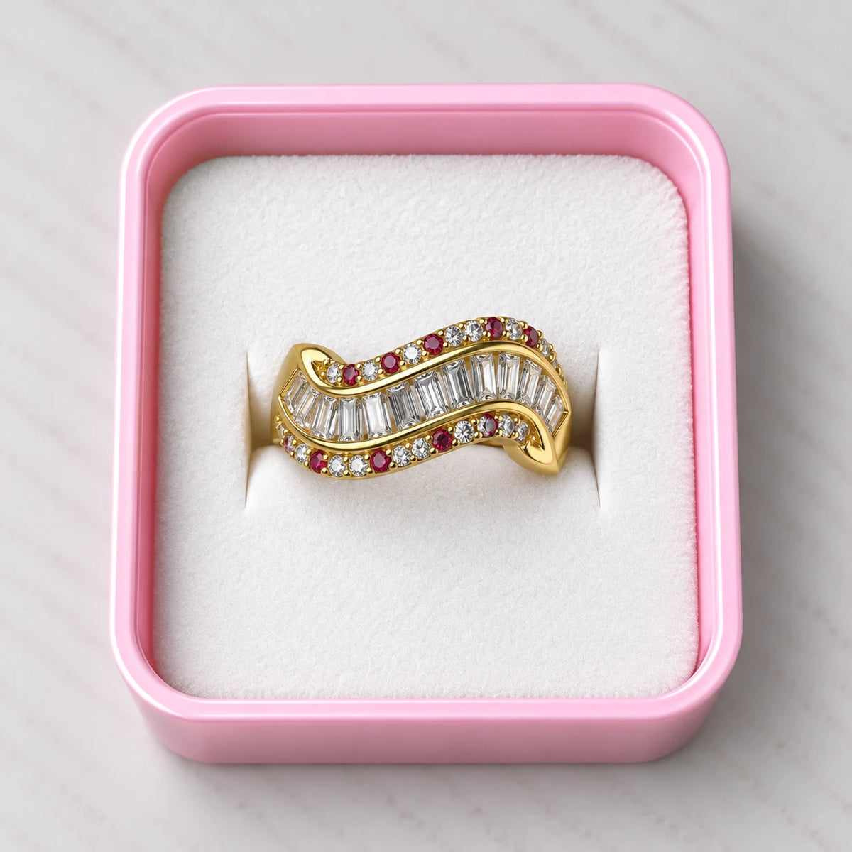 Serpentine Ruby Wave Ring - 4 Colors