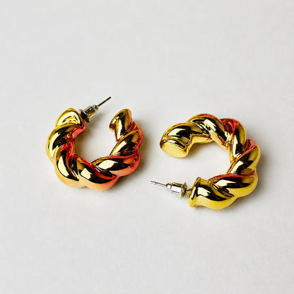 Gradient Twisted Hoop Stud Earrings