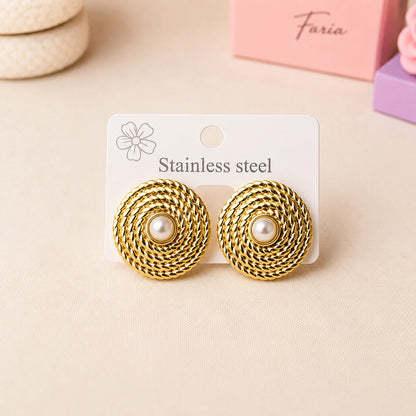 Braided Pearl Stainless Steel Studs