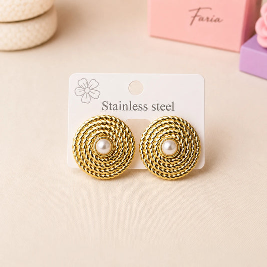 Braided Pearl Stainless Steel Studs