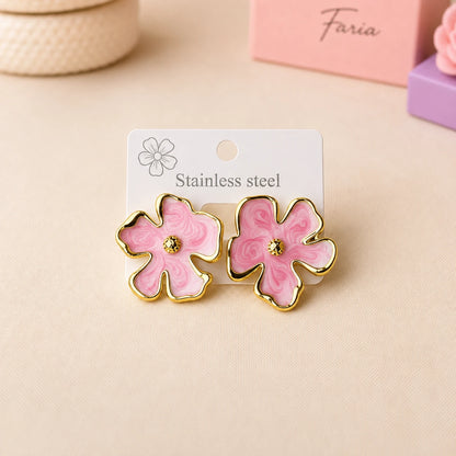 Pink Blossom Stainless Steel Studs