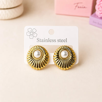 Radiant Pearl Stainless Steel Studs