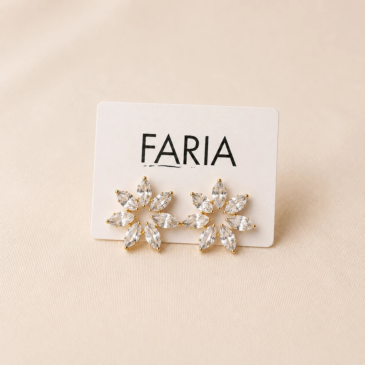 Crystal Blossom Stud Earrings - Gold
