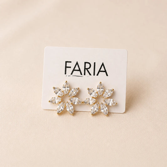 Crystal Blossom Stud Earrings - Gold