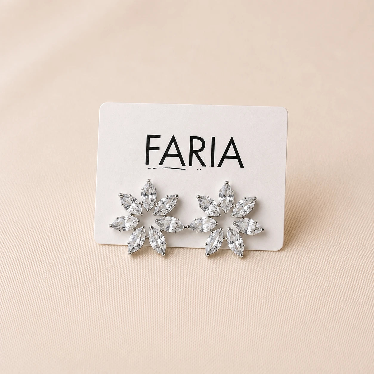 Crystal Blossom Stud Earrings - Silver