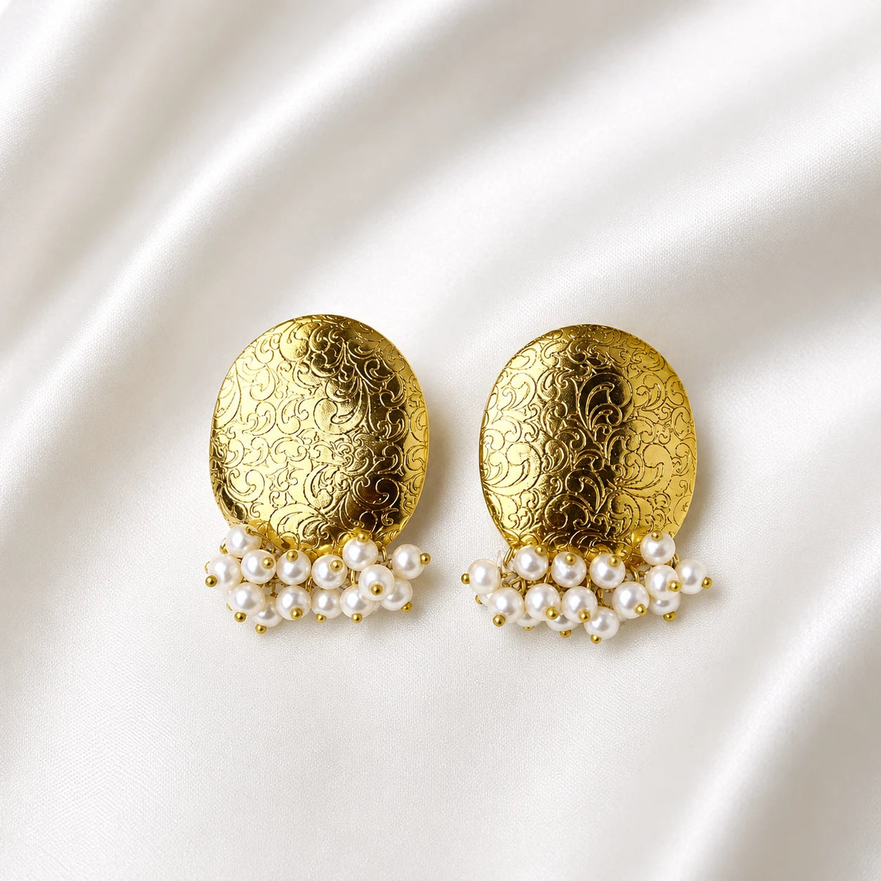 Filigree Pearl Stainless Steel Studs