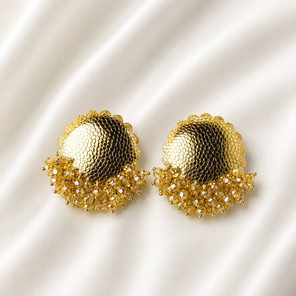 Golden Scallop Crystal Stainless Studs