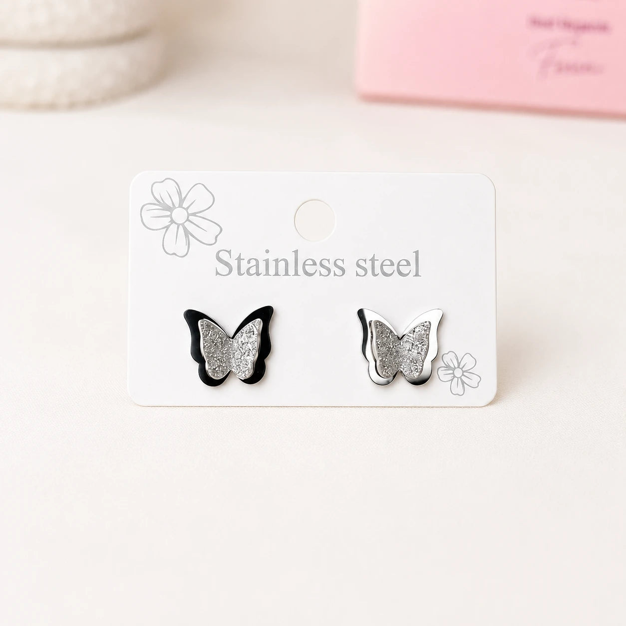 Butterfly Crystal Stainless Steel Studs