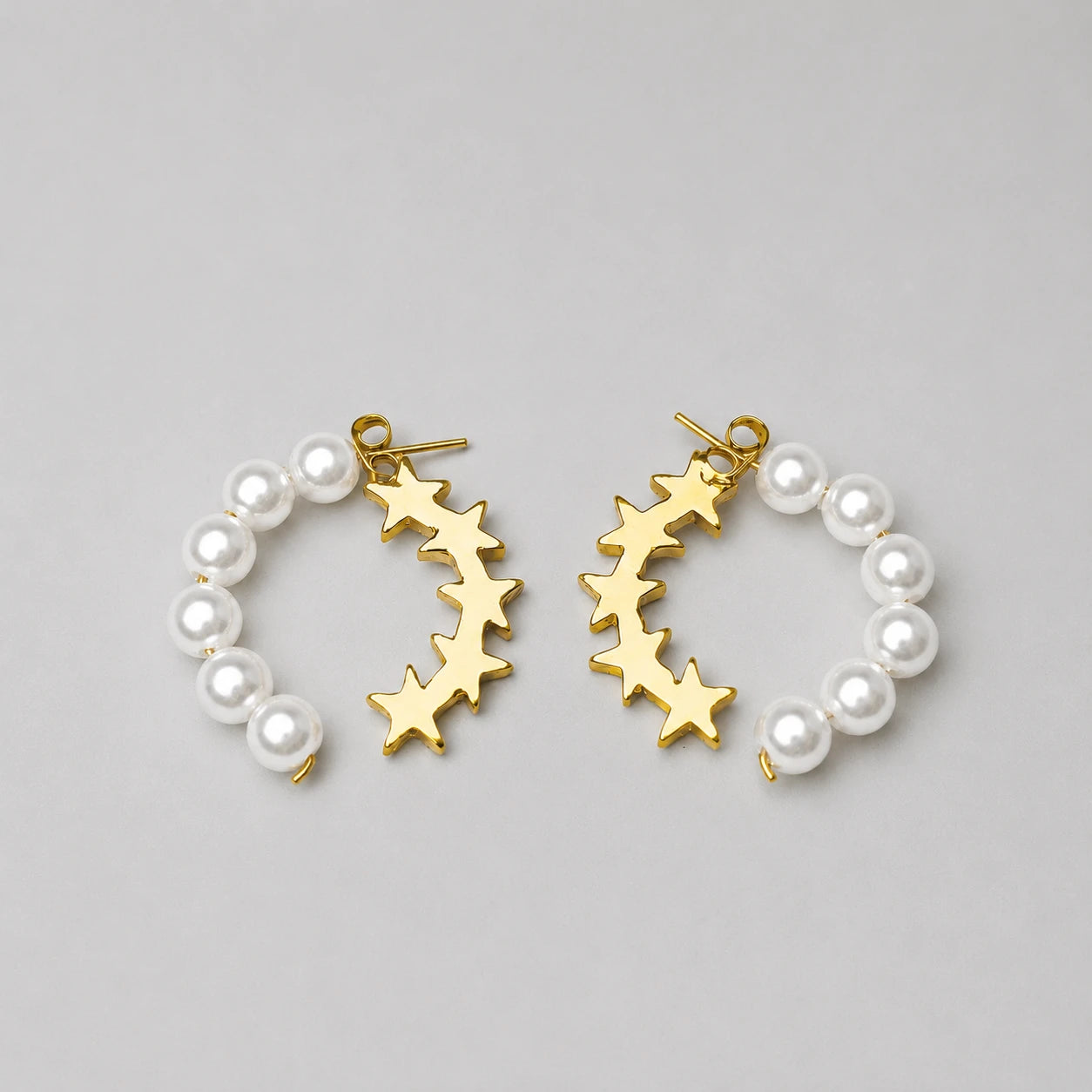 Celestial Pearl Star Hoop Studs