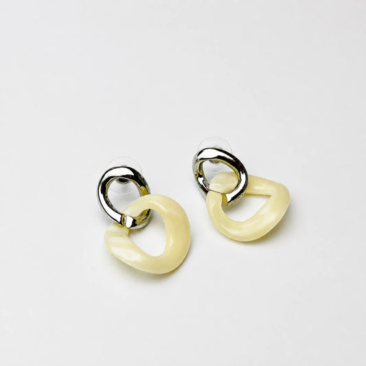Modern Dual-Tone Resin Drop Stud Earrings