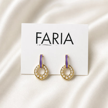 Purple Pearl Loop Studs