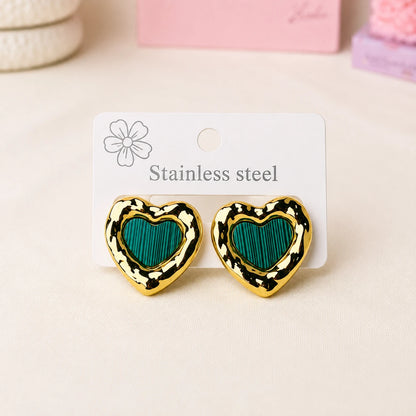 Green Heart Stainless Steel Studs