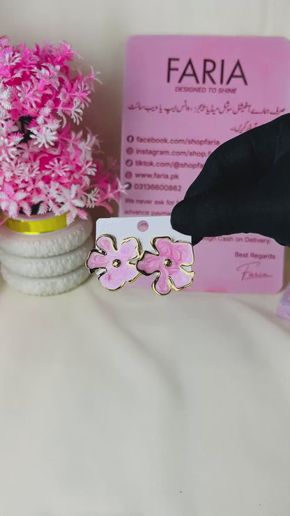 Pink Blossom Stainless Steel Studs