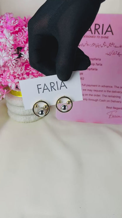 Gold Orbital Sphere Stud Earrings