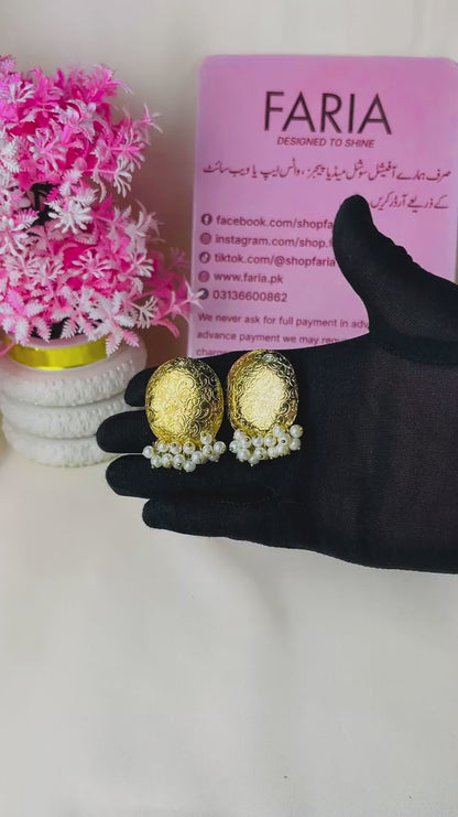 Filigree Pearl Stainless Steel Studs