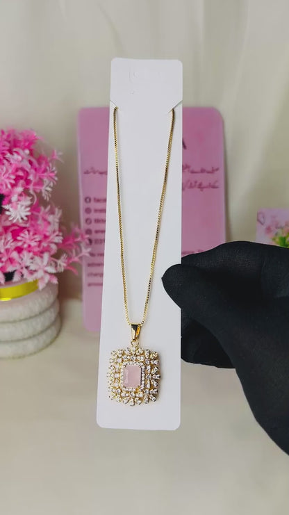Emerald Radiance Pendant Chain - Baby Pink