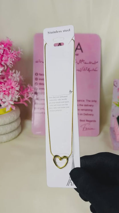 Golden Interlock Heart  Pendant - Stainless