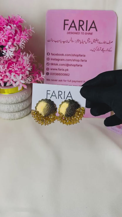 Golden Scallop Crystal Stainless Studs