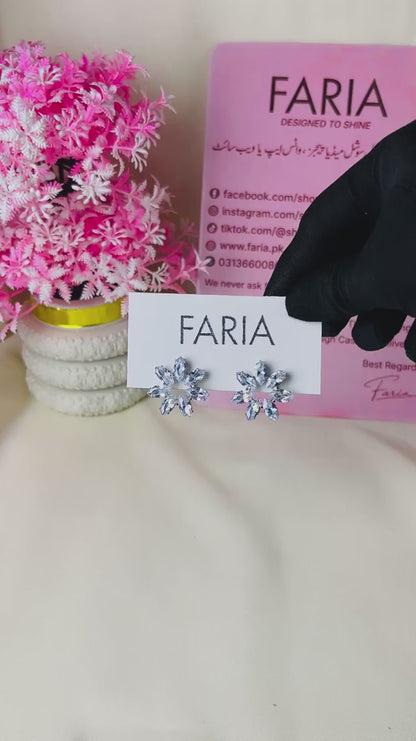 Crystal Blossom Stud Earrings - Silver