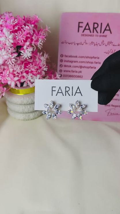 Crystal Blossom Stud Earrings - Gold
