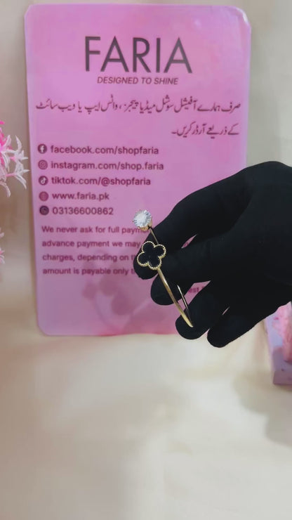 Clover Crystal Open Cuff Bracelet