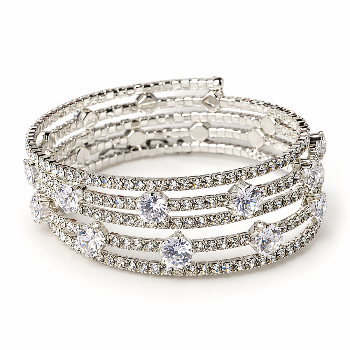 Celeste Crystal Wrap Bracelet Stainless - Silver